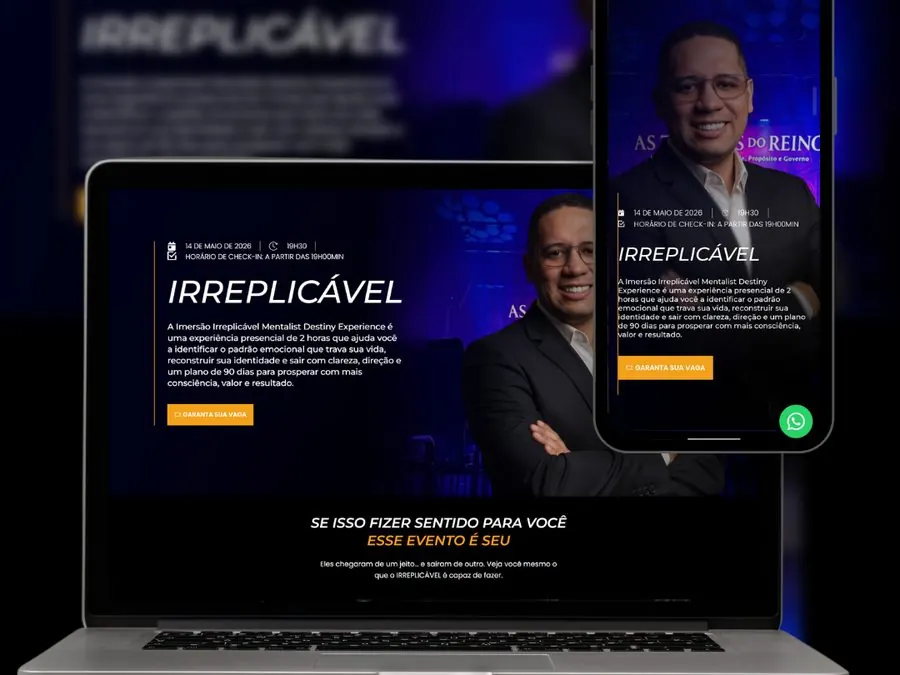 Página de vendas do evento Irreplicável